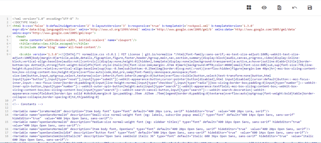 HTML Code Editor Area